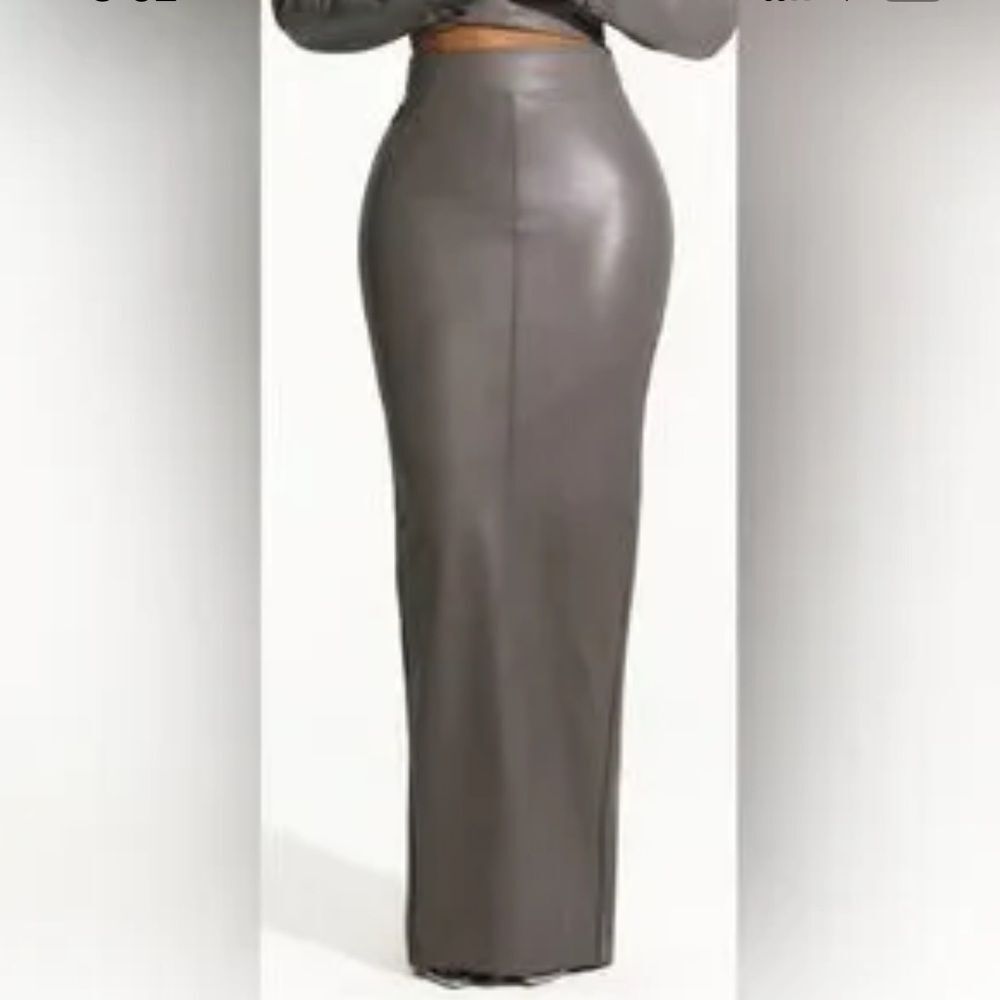 NWT Naked wardrobe faux leather maxi bodycon skirt size XS